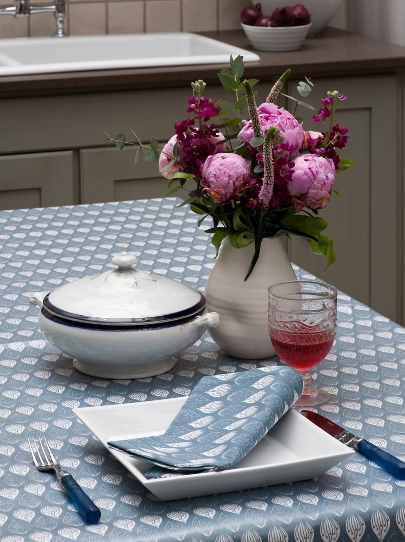 Isabella Blue Organic Table Linen