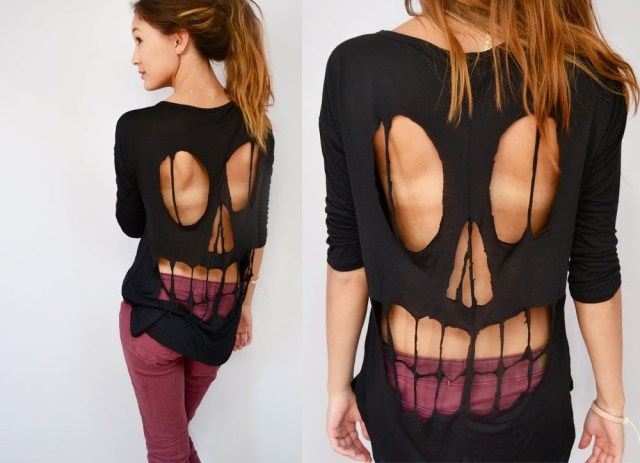 Skull cut out t-shirt