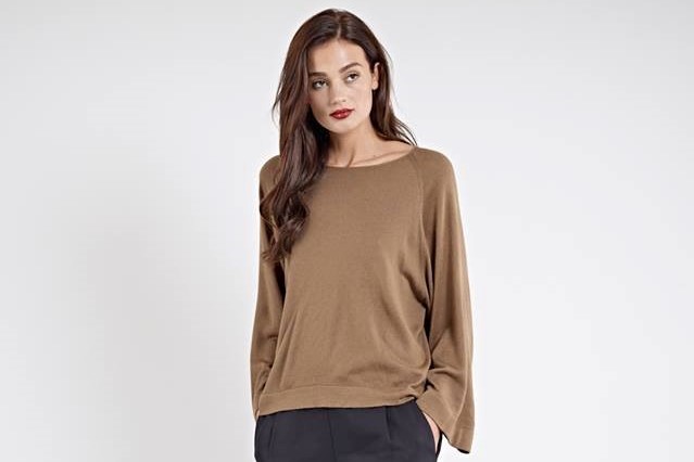 woman in brown top