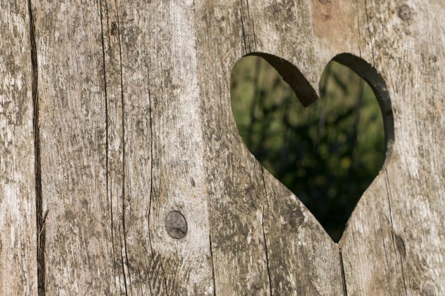 heart cut out of old timber