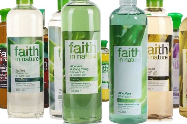 bottles of faith in nature shampoo
