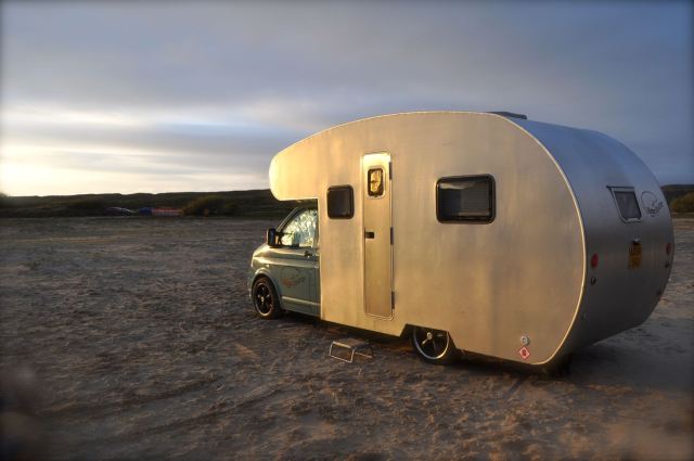 Metal Camper Van on Beach
