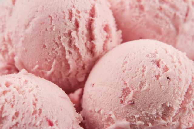 strawberry ice cream close up