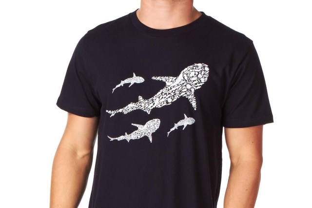 Tshirt with shark motif on it