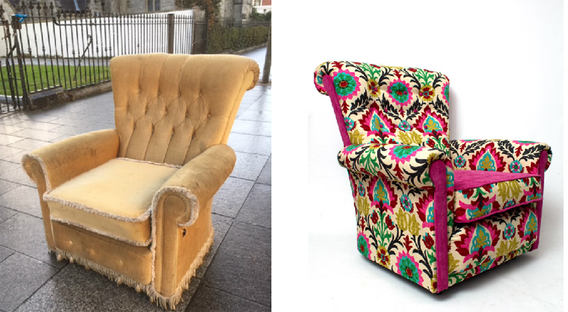 before and after armchair