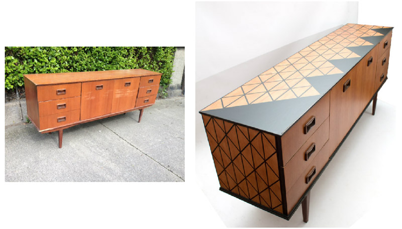 before and after of credenza