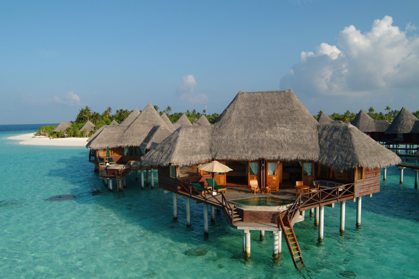 chalets over tropical sea