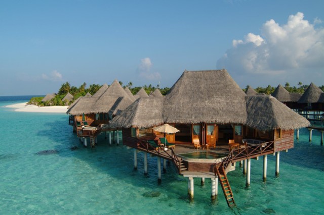 chalets over tropical sea