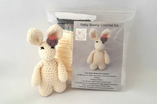 bunny beside craft kit