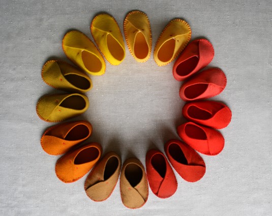 circle of baby shoes