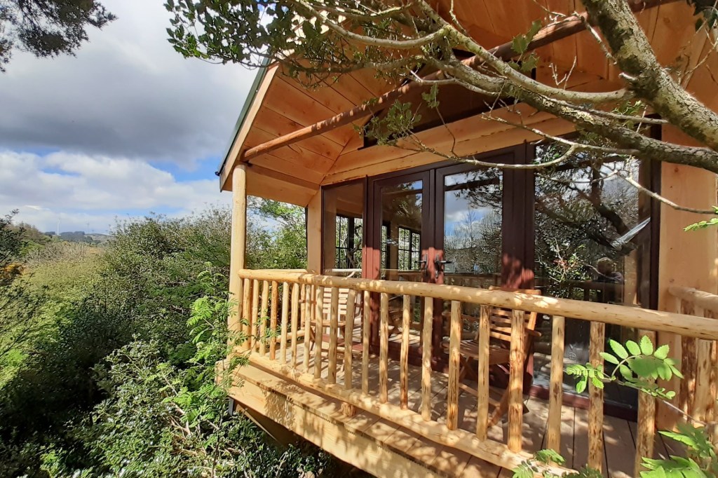 timber treehouse on a sunny day